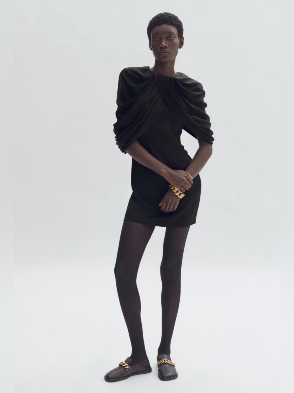 Draped Satin Mini Dress
